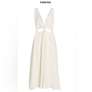 Knotted Cut-Out Linen-Blend Midi-Dress NWT